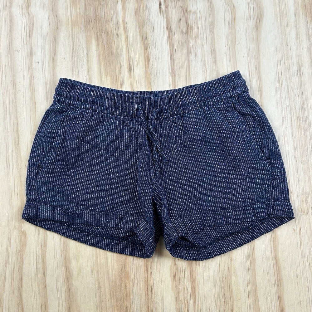 Old Navy Women's Heather Blue Linen Blend Drawstring Shorts Small